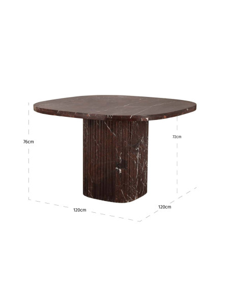 Table à manger marbre bordeaux 120x120 cm Orchid Richmond Interiors - 5