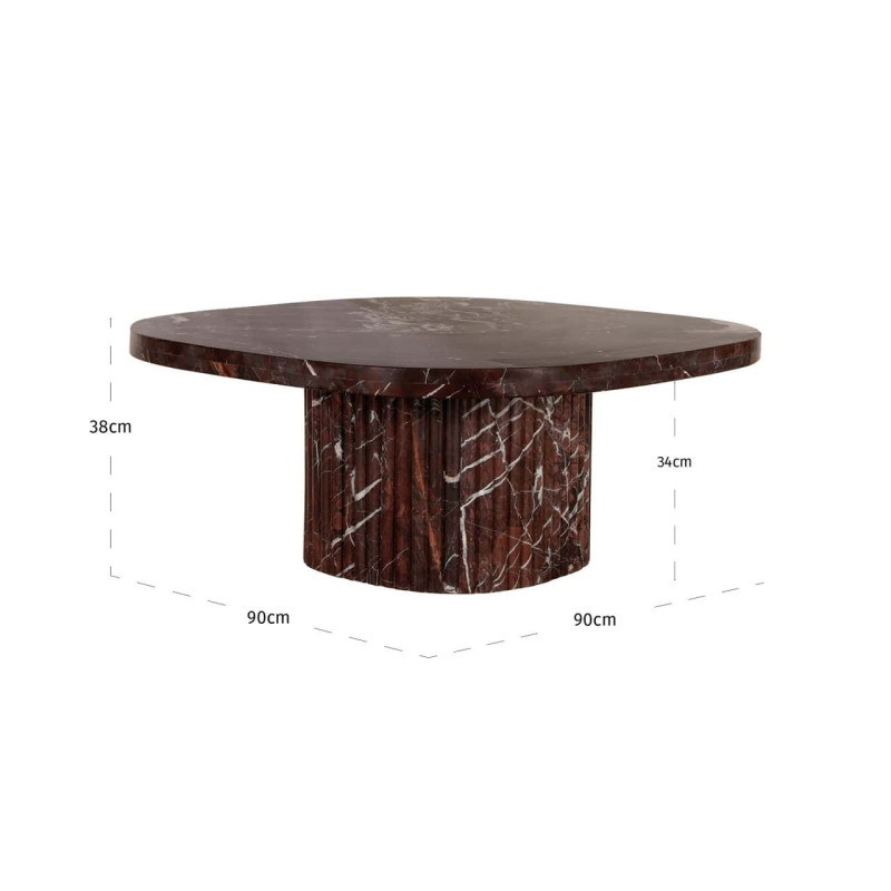 Table basse marbre bordeaux 90x90 cm Orchid Richmond Interiors - 6