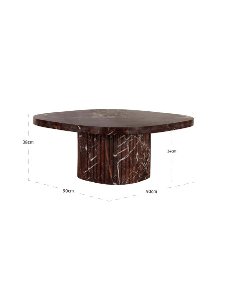 Table basse marbre bordeaux 90x90 cm Orchid Richmond Interiors - 6