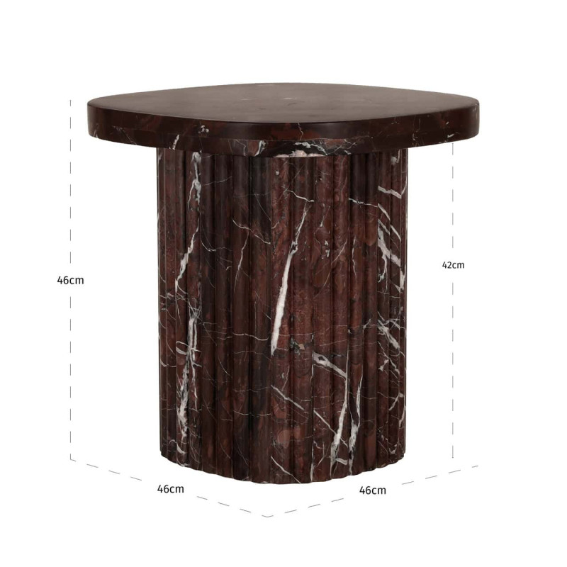 Bout de canapé marbre bordeaux 46x46 cm Orchid Richmond Interiors - 7