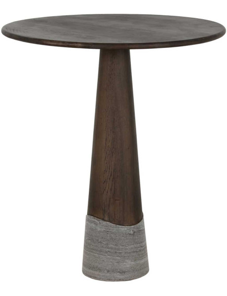 Table haute ronde chêne fumé et marbre 81x91 cm Harper Richmond Interiors - 1
