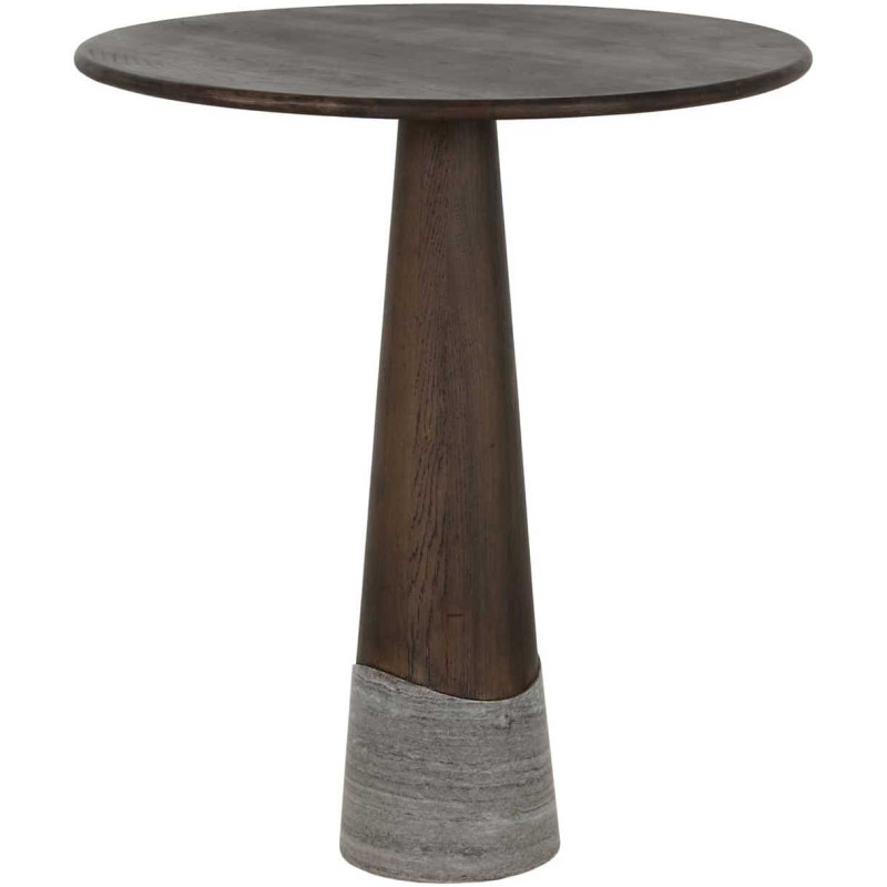 Table haute ronde chêne fumé et marbre 81x91 cm Harper Richmond Interiors - 1