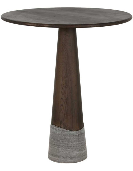 Table haute ronde chêne fumé et marbre 81x91 cm Harper Richmond Interiors - 1