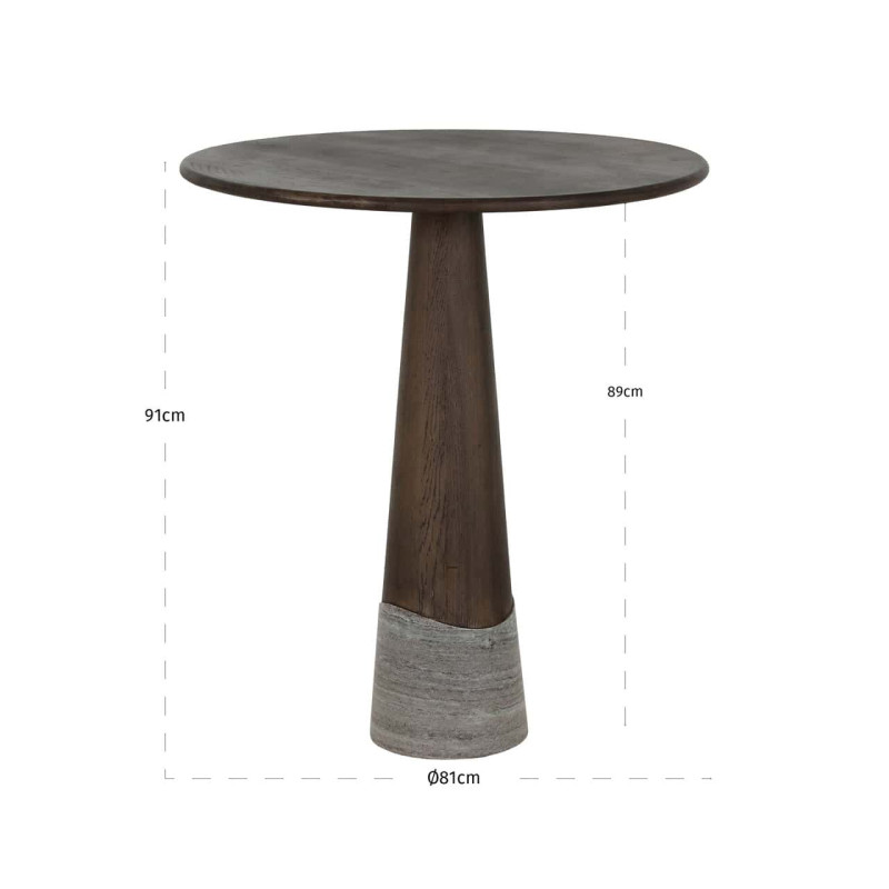 Table haute ronde chêne fumé et marbre 81x91 cm Harper Richmond Interiors - 5