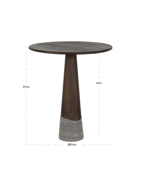 Table haute ronde chêne fumé et marbre 81x91 cm Harper Richmond Interiors - 5