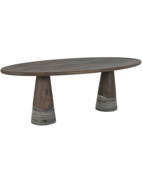 Table à manger ovale chêne fumé marbre 230x110 cm Harper Richmond Interiors - 1