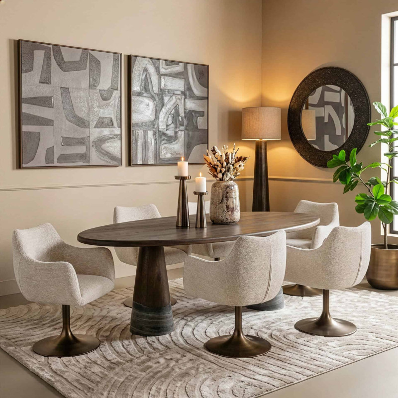 Table à manger ovale chêne fumé marbre 230x110 cm Harper Richmond Interiors - 2