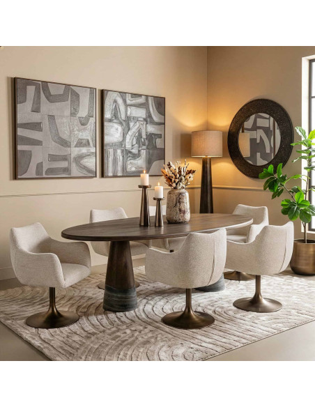 Table à manger ovale chêne fumé marbre 230x110 cm Harper Richmond Interiors - 2