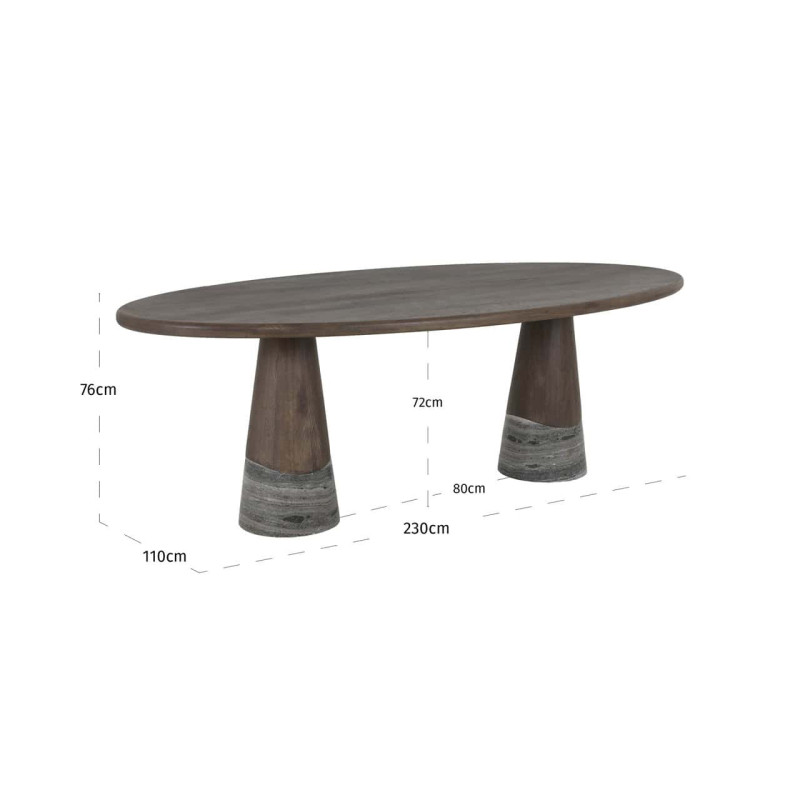 Table à manger ovale chêne fumé marbre 230x110 cm Harper Richmond Interiors - 6