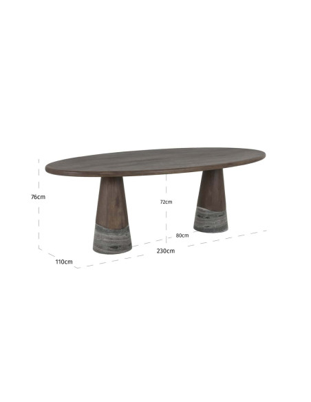 Table à manger ovale chêne fumé marbre 230x110 cm Harper Richmond Interiors - 6