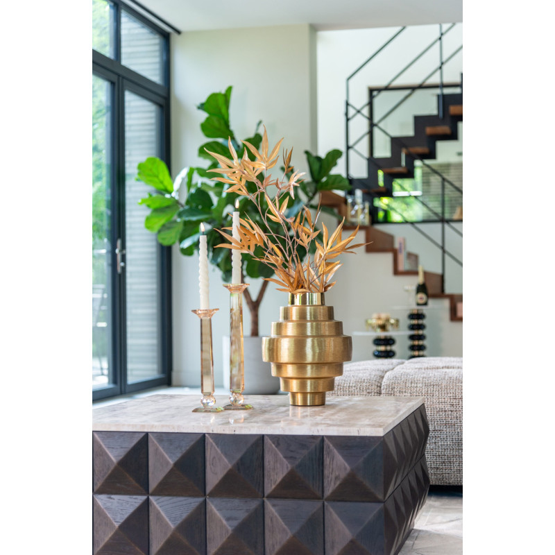 Table basse carrée travertin bois 90 cm Claremont Richmond Interiors - 2