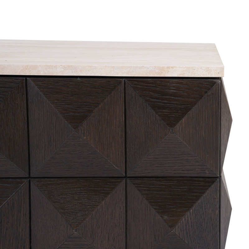 Table basse carrée travertin bois 90 cm Claremont Richmond Interiors - 3