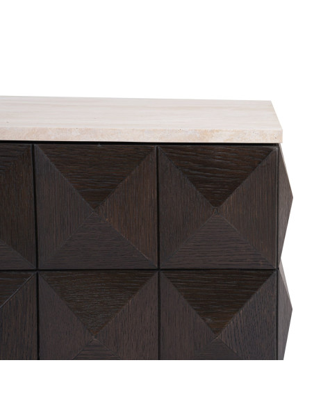 Table basse carrée travertin bois 90 cm Claremont Richmond Interiors - 3