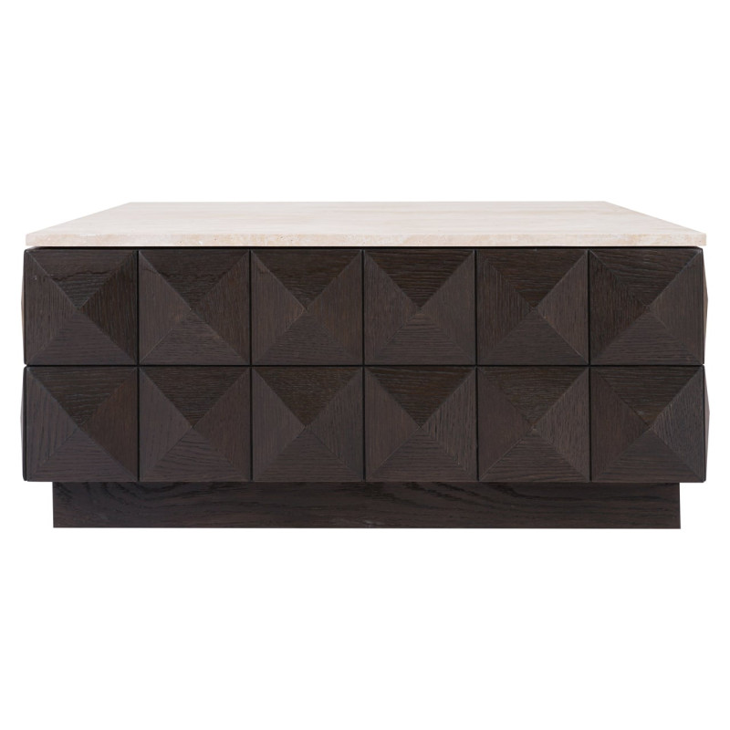 Table basse carrée travertin bois 90 cm Claremont Richmond Interiors - 4
