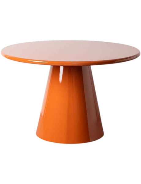 Table à manger ronde orange laqué brillant 120 cm Orvaya Ixia - 1