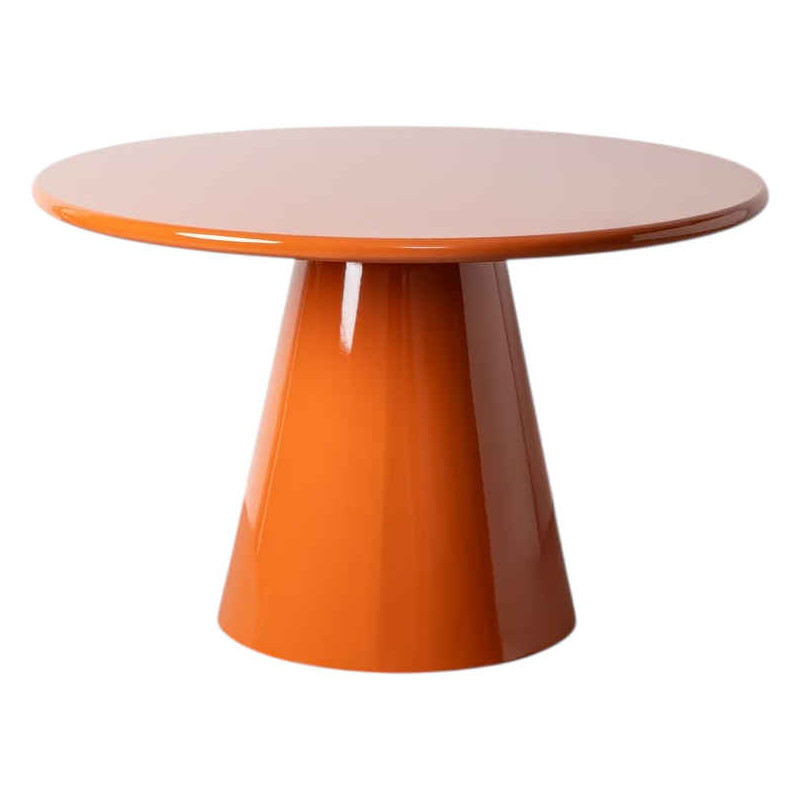 Table à manger ronde orange laqué brillant 120 cm Orvaya Ixia - 1