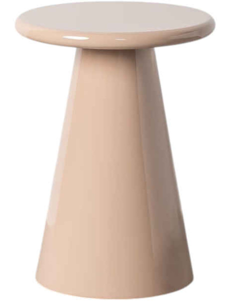Table d’appoint ronde taupe brillante 45x45x60 cm Veylora Ixia - 1