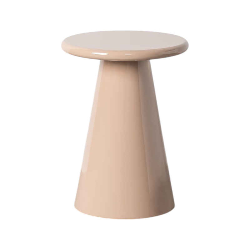 Table d’appoint ronde taupe brillante 45x45x60 cm Veylora Ixia - 1