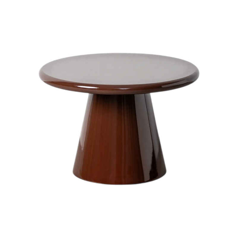 Table basse ronde marron brillante 60 cm Caldoria Ixia - 1