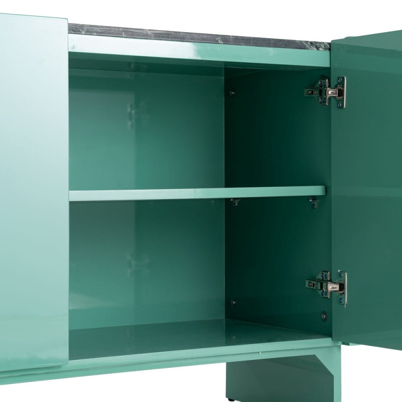 Buffet bas vert laqué marbre noir 160 cm Virelva Ixia - 7