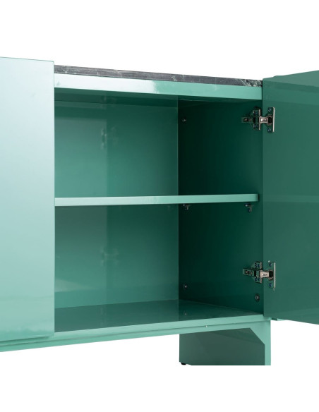 Buffet bas vert laqué marbre noir 160 cm Virelva Ixia - 7