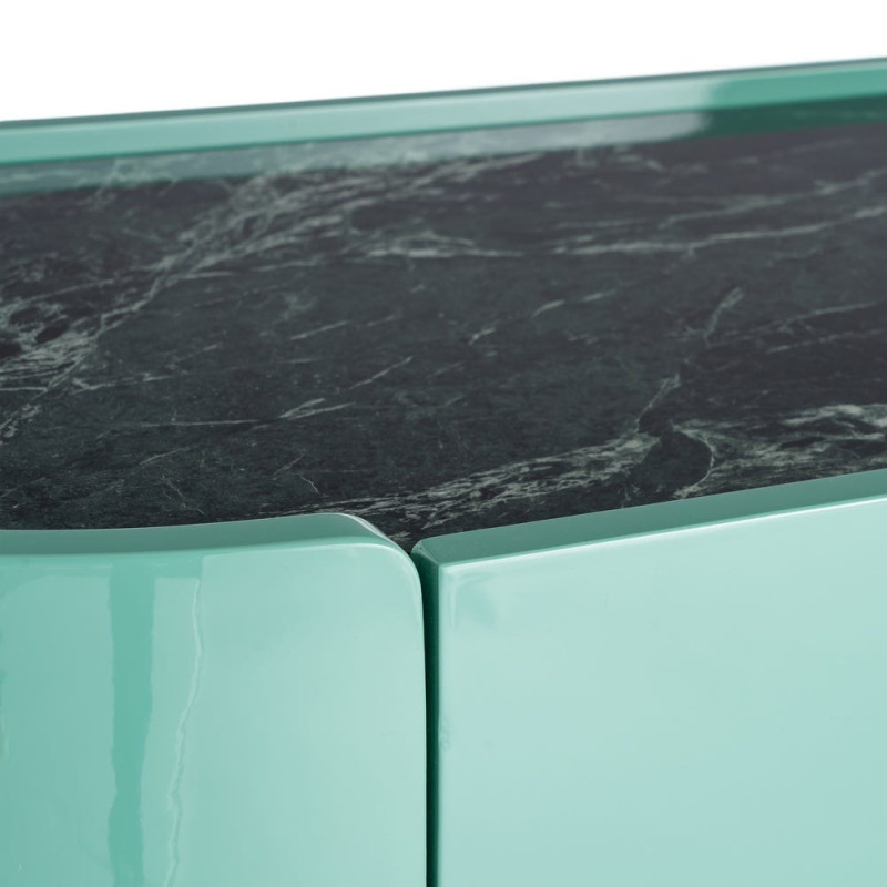 Buffet bas vert laqué marbre noir 160 cm Virelva Ixia - 9