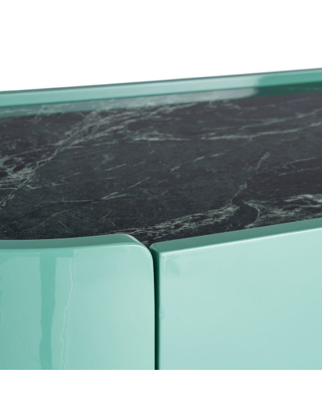 Buffet bas vert laqué marbre noir 160 cm Virelva Ixia - 9