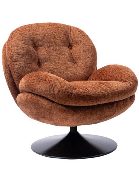 Fauteuil lounge orange brûlé pied noir Memento  - 1