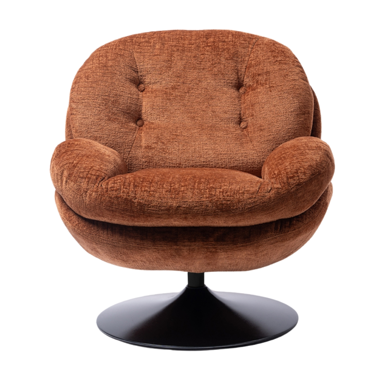 Fauteuil lounge orange brûlé pied noir Memento  - 2