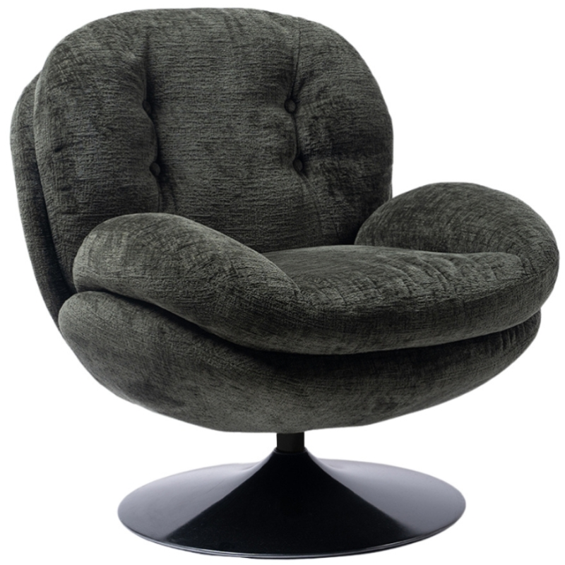 Fauteuil lounge vert kaki pied noir Memento  - 1