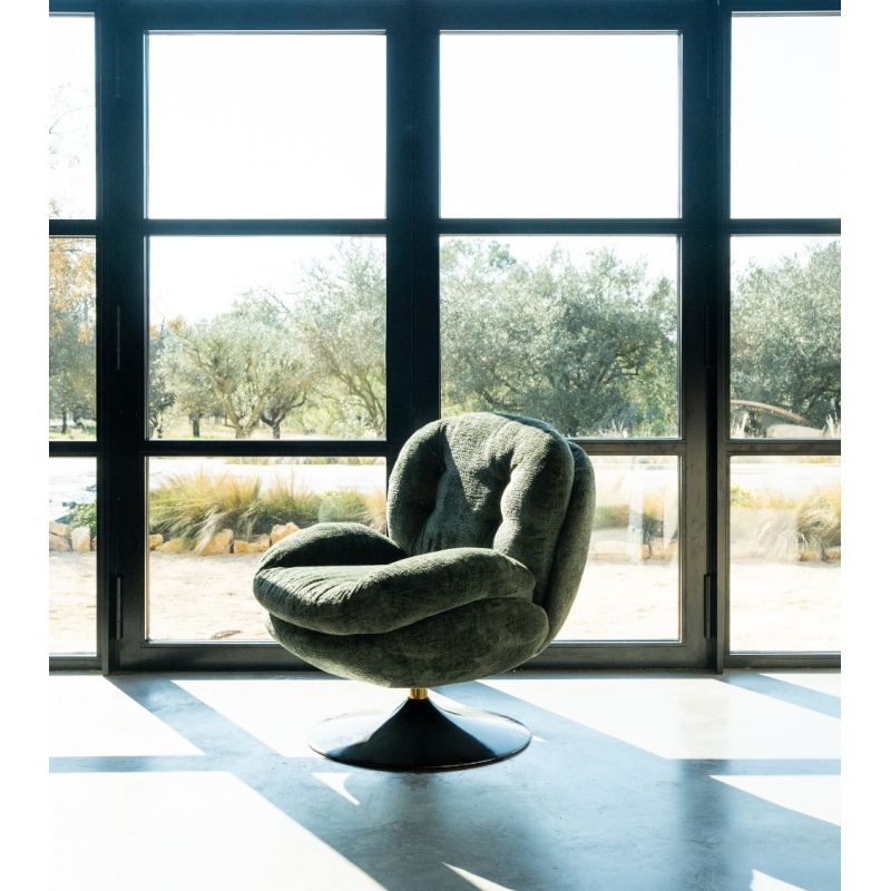 Fauteuil lounge vert kaki pied noir Memento  - 2