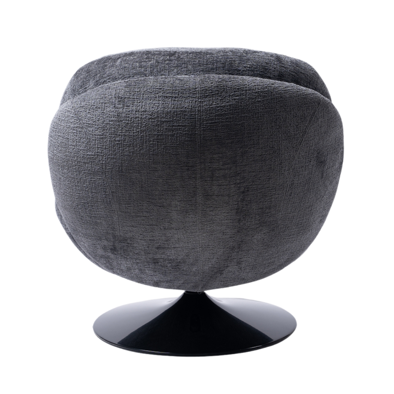 Fauteuil lounge gris capitonné pied noir Memento  - 4