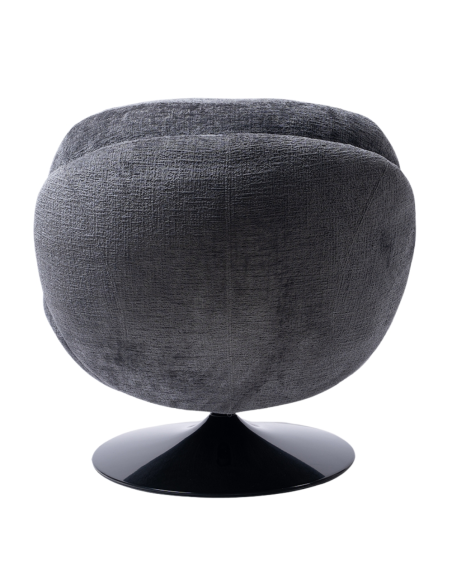 Fauteuil lounge gris capitonné pied noir Memento  - 4