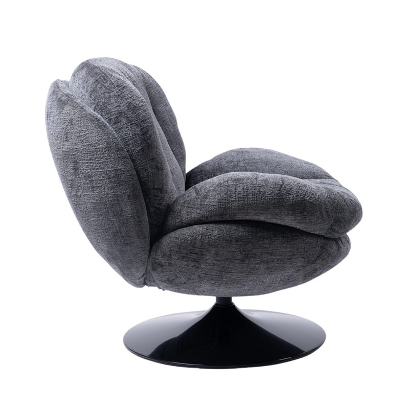Fauteuil lounge gris capitonné pied noir Memento  - 3
