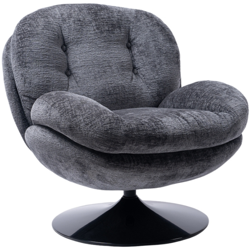 Fauteuil lounge gris capitonné pied noir Memento  - 1
