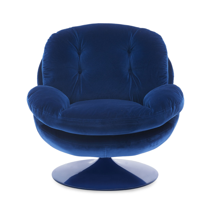 Fauteuil lounge bleu nuit capitonné Memento Pop  - 3