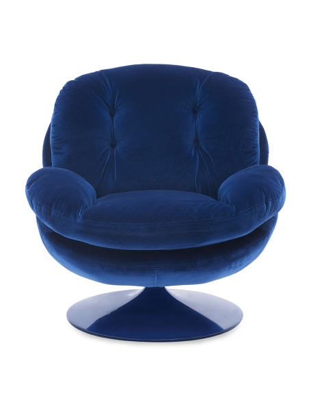 Fauteuil lounge bleu nuit capitonné Memento Pop  - 3
