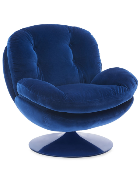 Fauteuil lounge bleu nuit capitonné Memento Pop  - 1