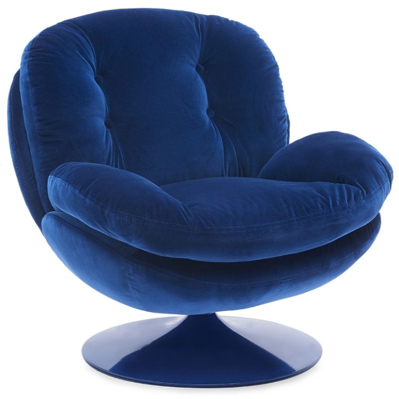 Fauteuil lounge bleu nuit capitonné Memento Pop  - 1