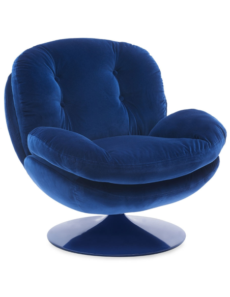 Fauteuil lounge bleu nuit capitonné Memento Pop  - 1