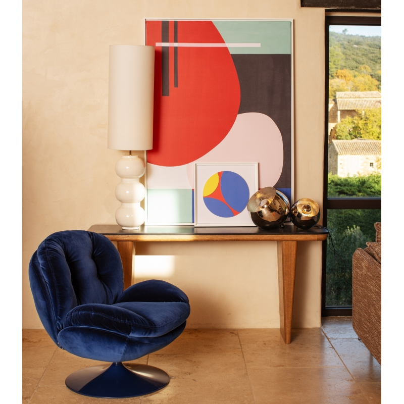Fauteuil lounge bleu nuit capitonné Memento Pop  - 2