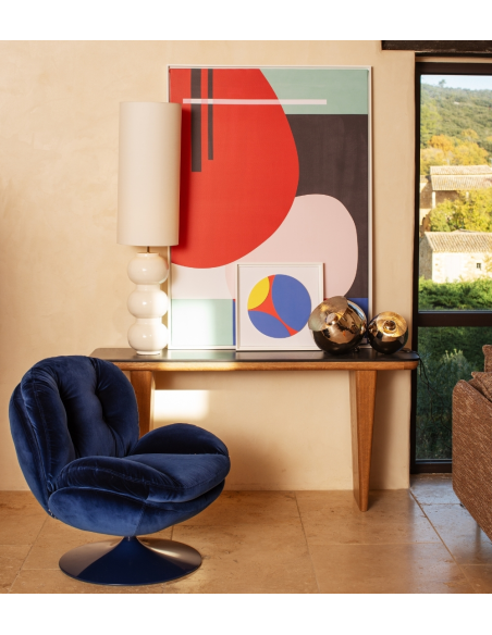 Fauteuil lounge bleu nuit capitonné Memento Pop  - 2