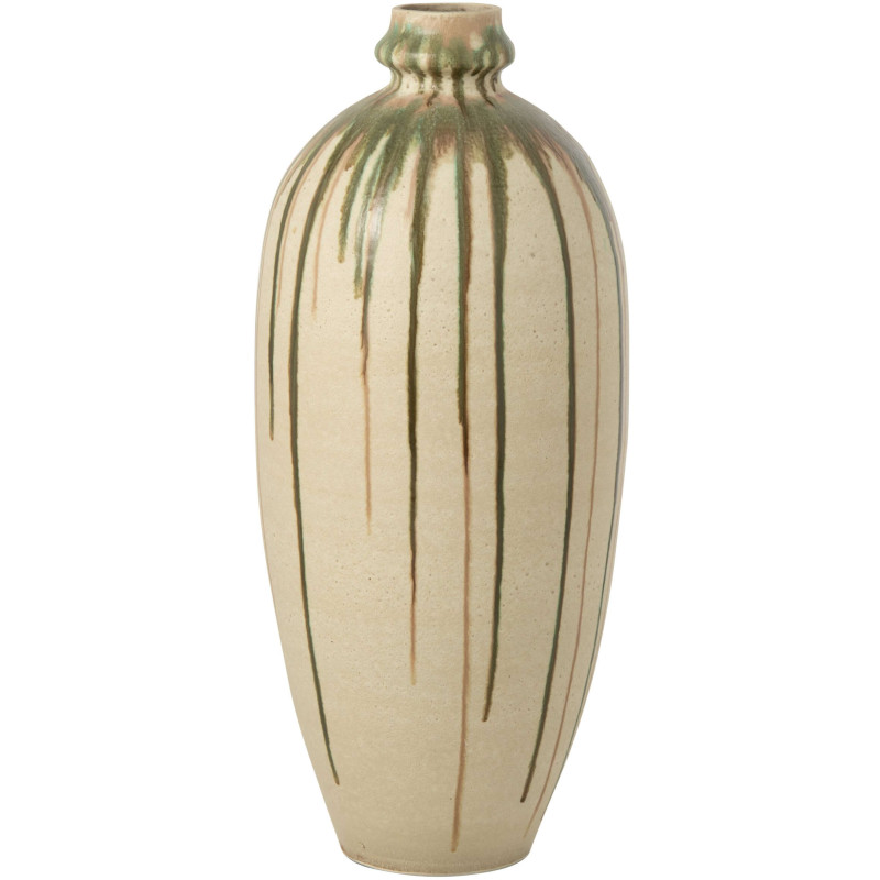 Vase de sol céramique vert olive beige 41x41x95 cm Olvaneo J-Line - 1
