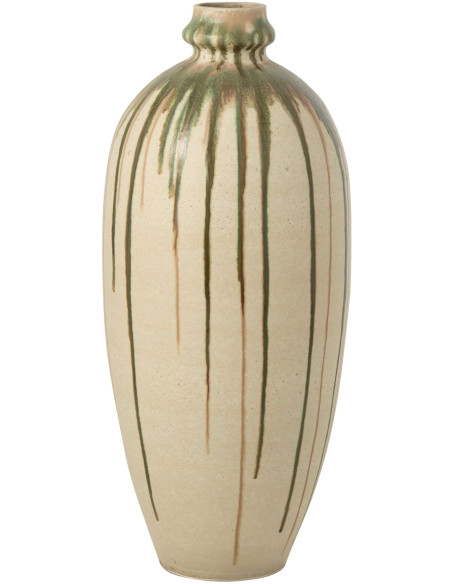 Vase de sol céramique vert olive beige 41x41x95 cm Olvaneo J-Line - 1