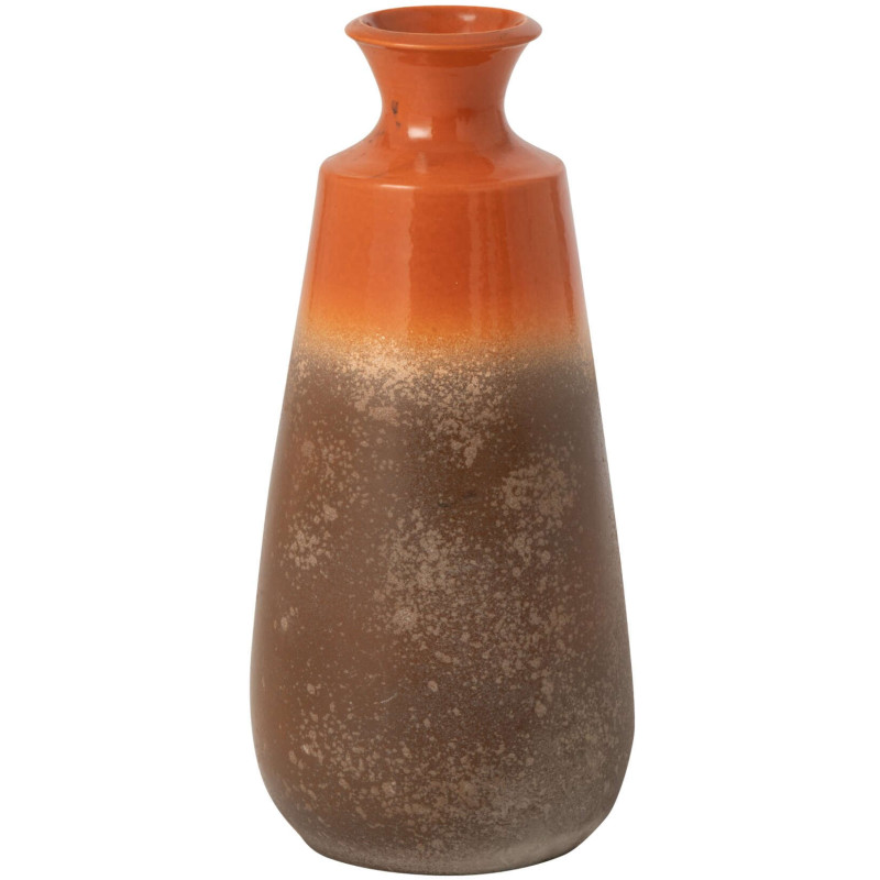 Grand vase bouteille céramique orange brun 26x26x55 cm Auronelva J-Line - 1