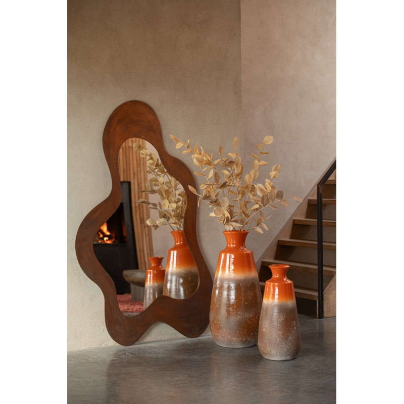 Grand vase bouteille céramique orange brun 26x26x55 cm Auronelva J-Line - 3