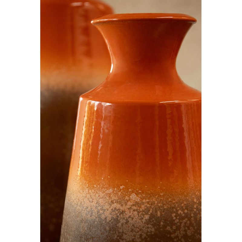 Grand vase bouteille céramique orange brun 26x26x55 cm Auronelva J-Line - 4