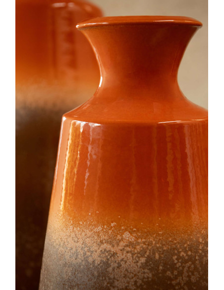 Grand vase bouteille céramique orange brun 26x26x55 cm Auronelva J-Line - 4