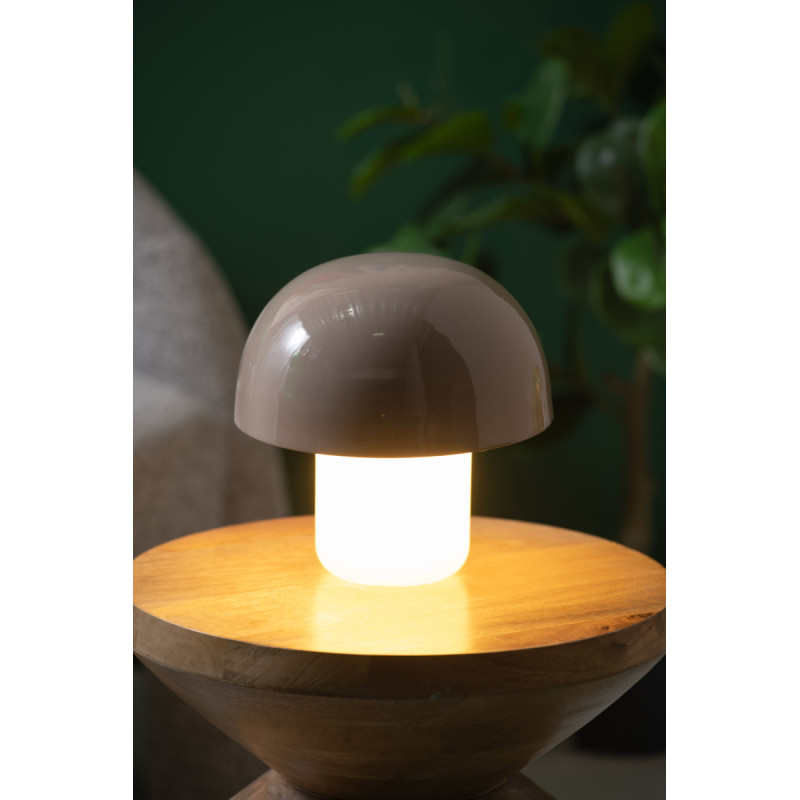 Lampe champignon grège métal et verre 20 cm Mini Mushroom Leitmotiv - 2