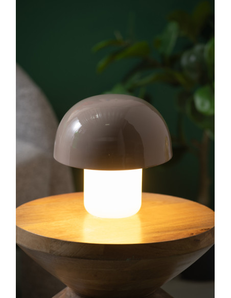 Lampe champignon grège métal et verre 20 cm Mini Mushroom Leitmotiv - 2